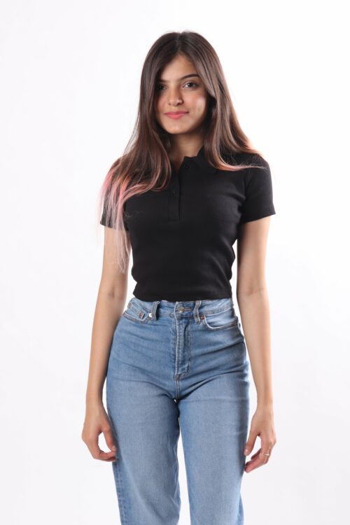 black polo crop top