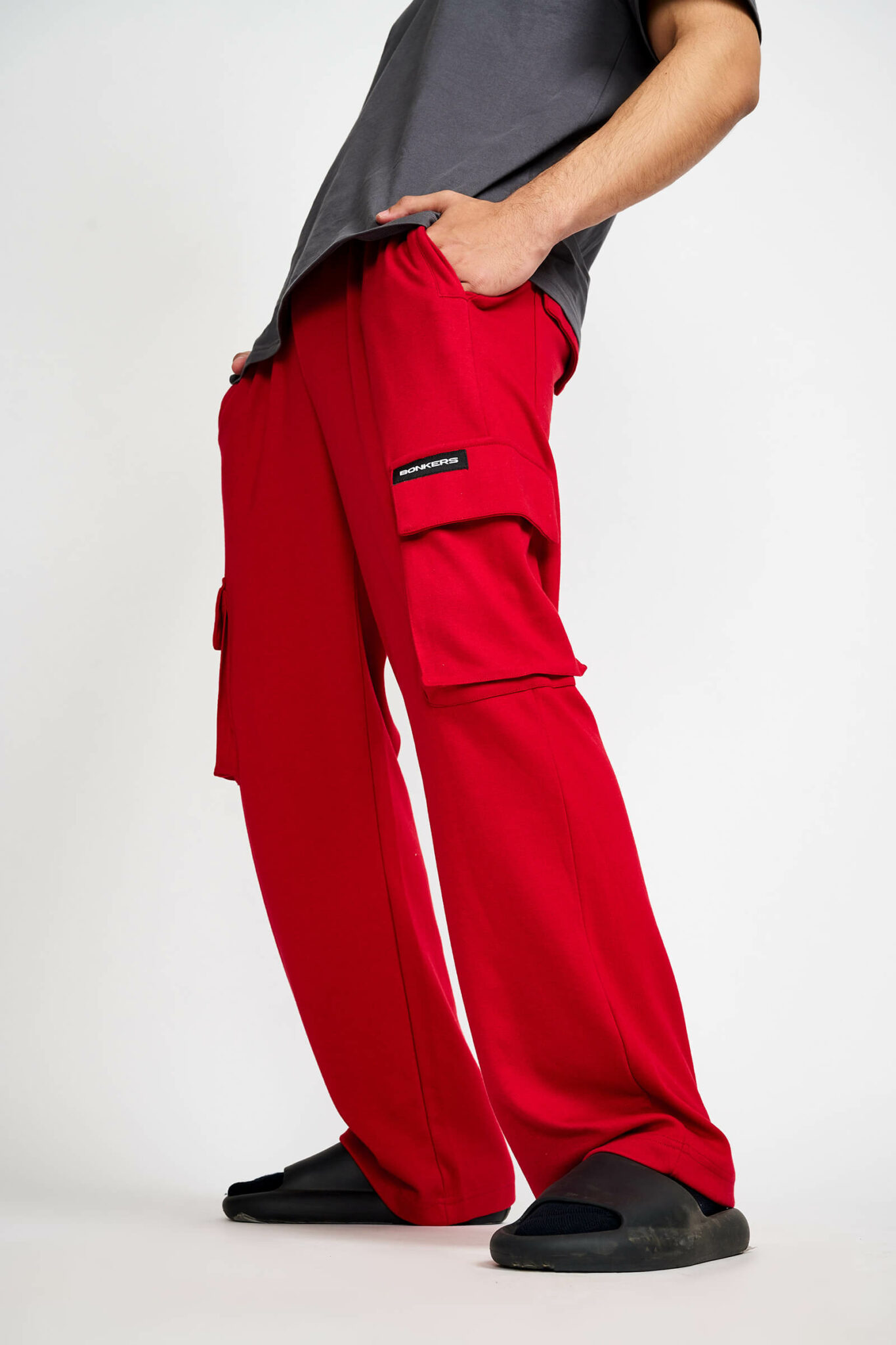 Maroon Utility Straight Fit Pants Bonkers Corner