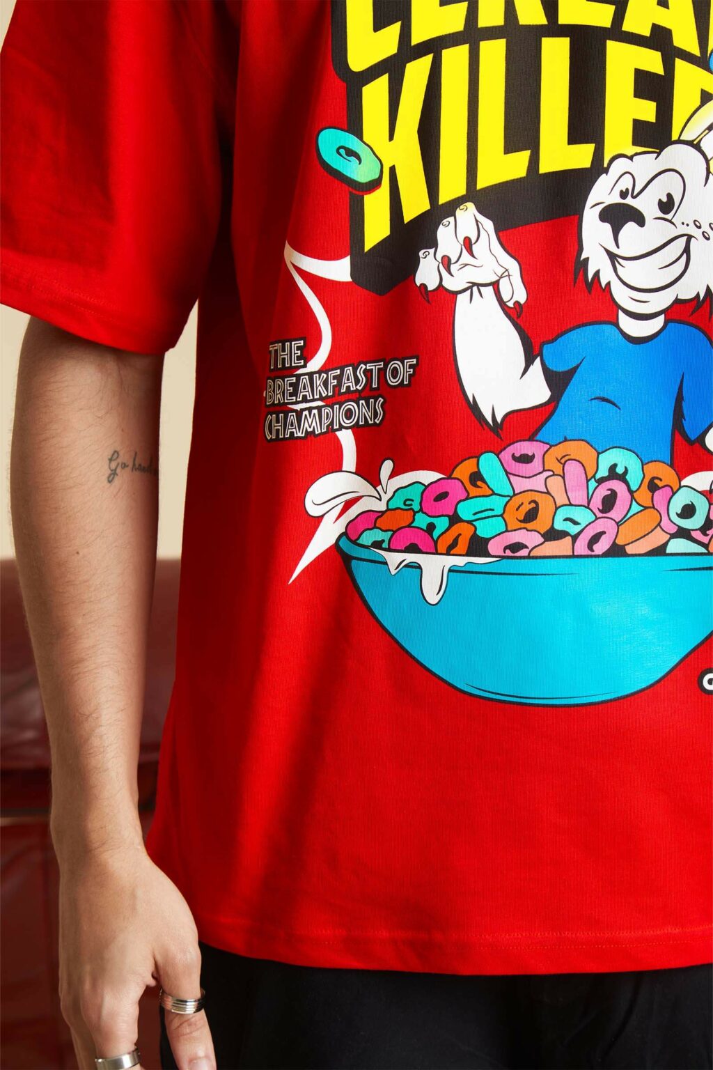Red Cereal Killer Oversized Tshirt Bonkers Corner