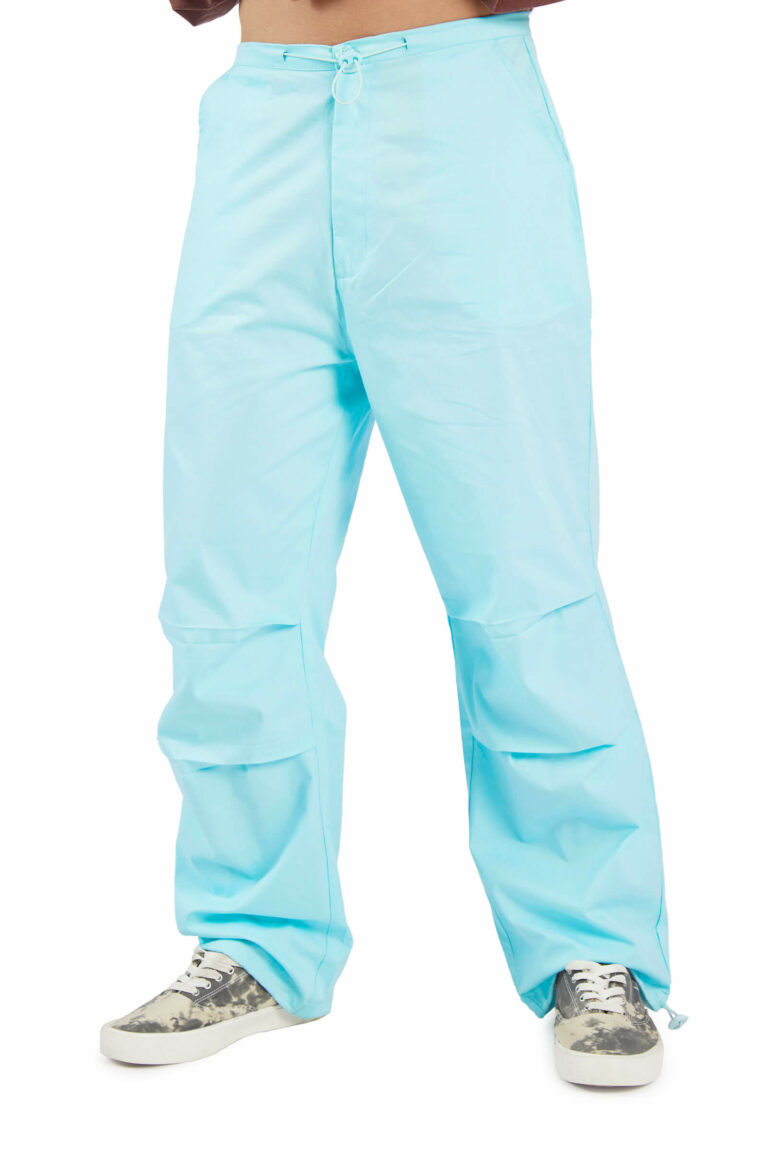 Light Blue Parachute Pants Bonkers Corner
