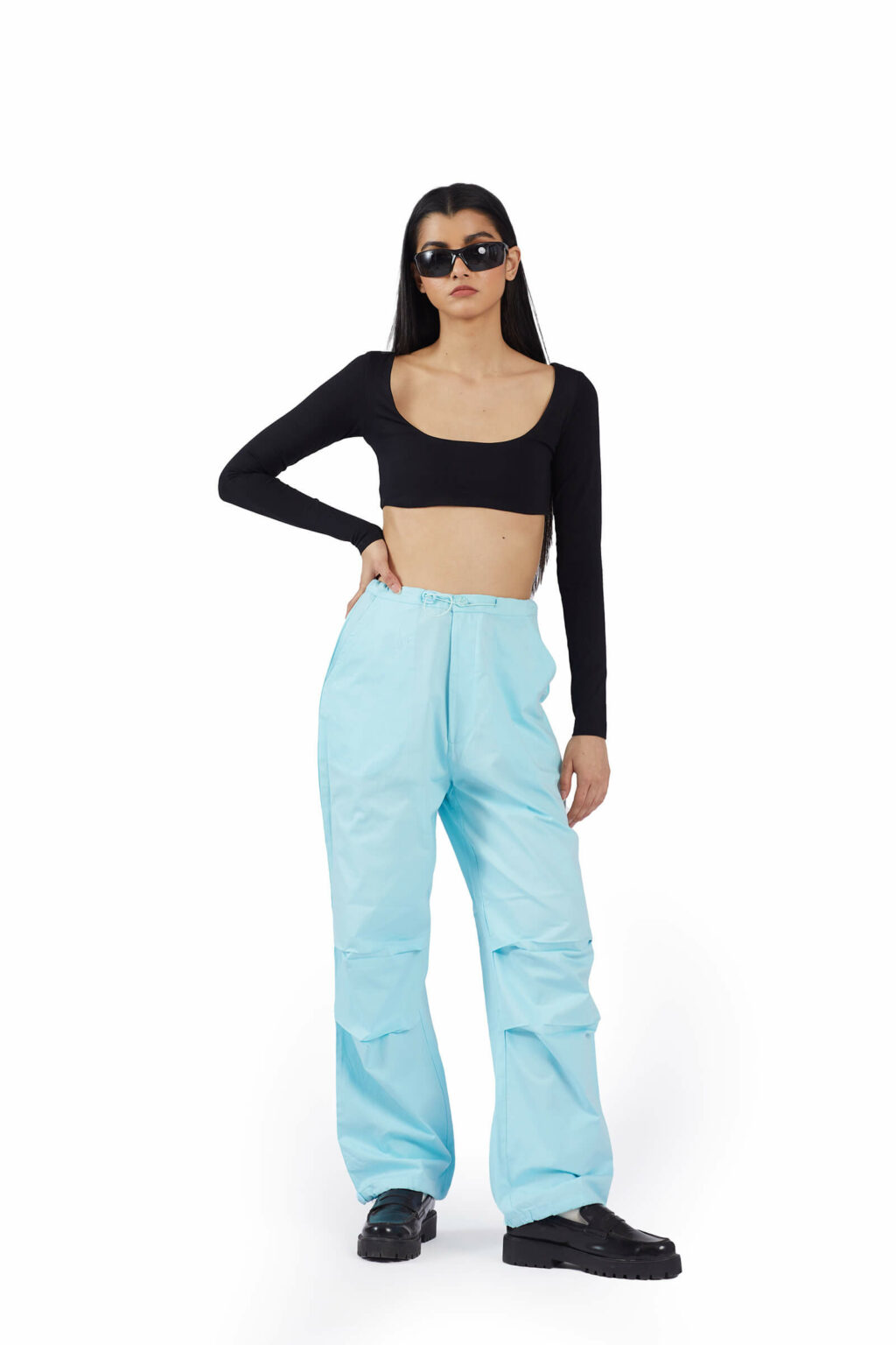 Light Blue Parachute Pants Bonkers Corner